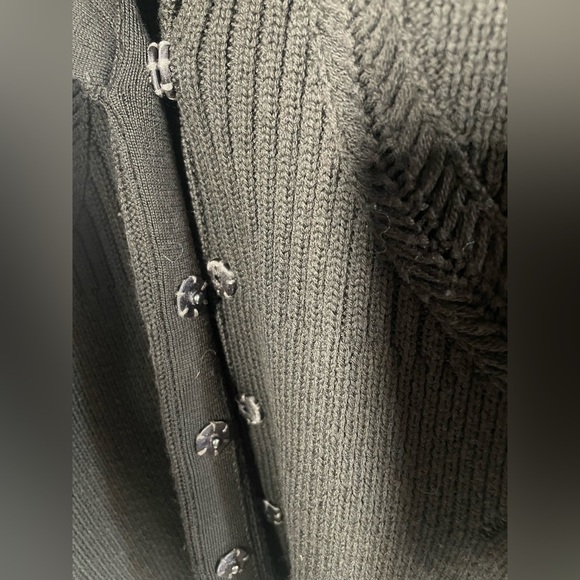 Elie Tahari Cardigan Brown Wool, Ruffle collar. Size L - Picture 2 of 4